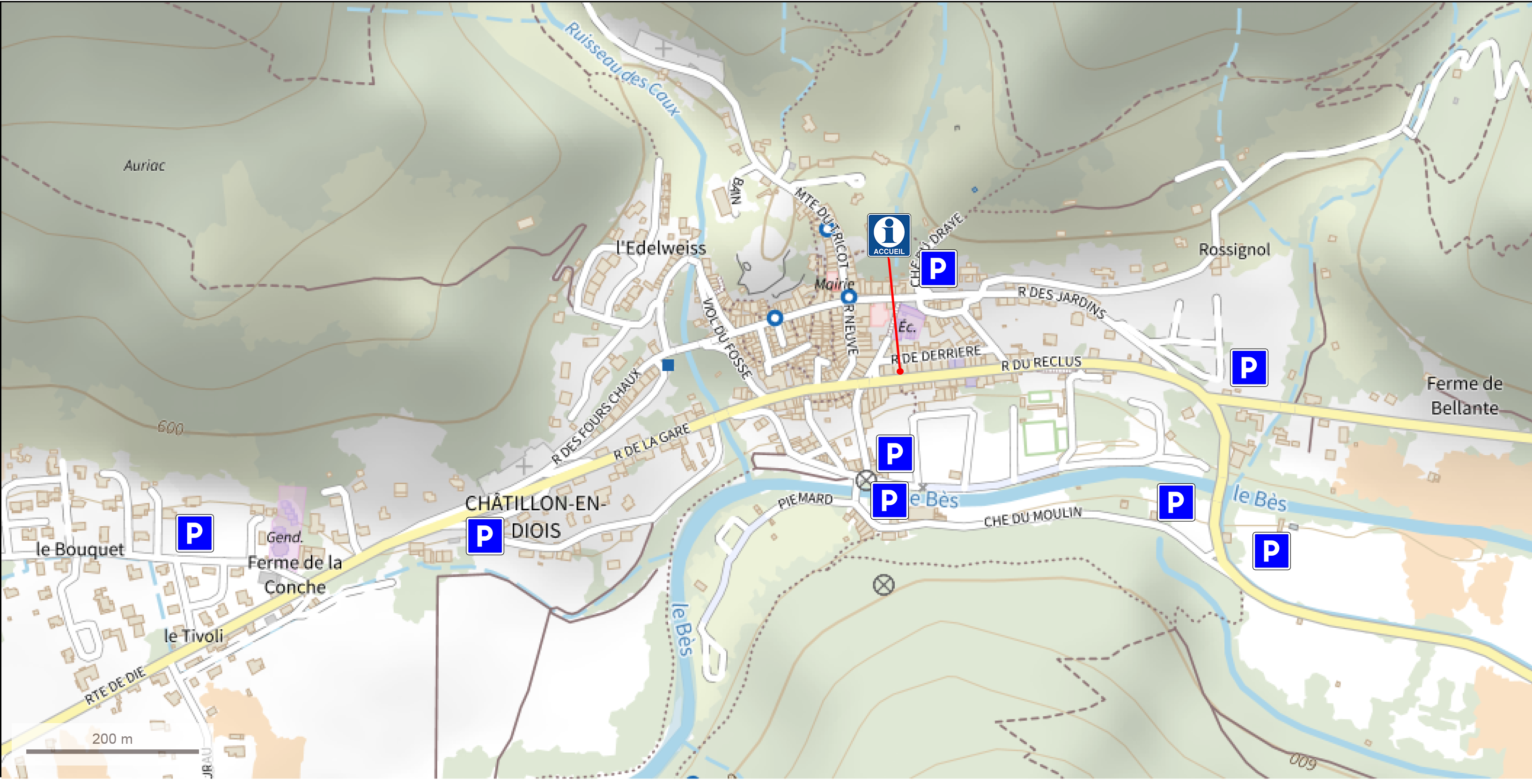 Zones de Stationnement à Châtillon-en-Diois